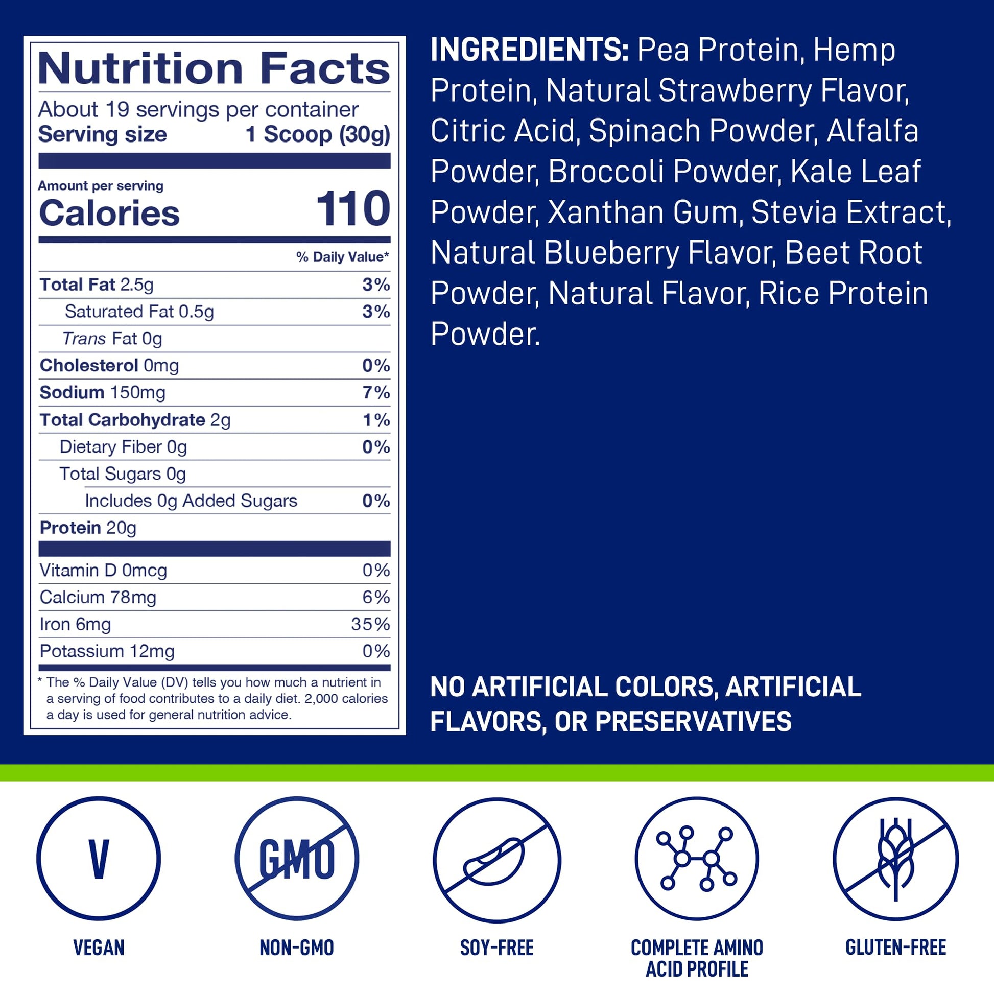 LeanFit Plant-Based Protein & Greens, Natural Berry, 20g Protein, 19 Servings, 1.25 Pound LeanFitBuy Supplements Australia