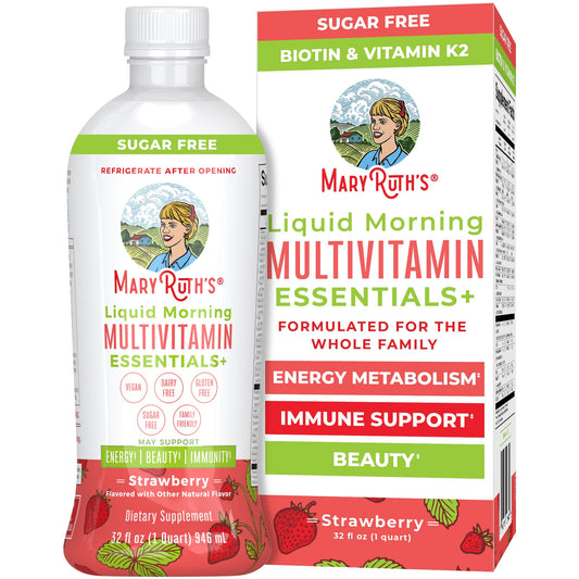 MaryRuth's Liquid Morning Multivitamin Essentials+ | Vitamin A C D E B6 B12 K2 Biotin Zinc | Mens Womens Multivitamin | Immune Support | Beauty | Sugar Free | Vitamins for Ages 1+ | Vegan | 32 Fl Oz MARYRUTH'SBuy Supplements Australia
