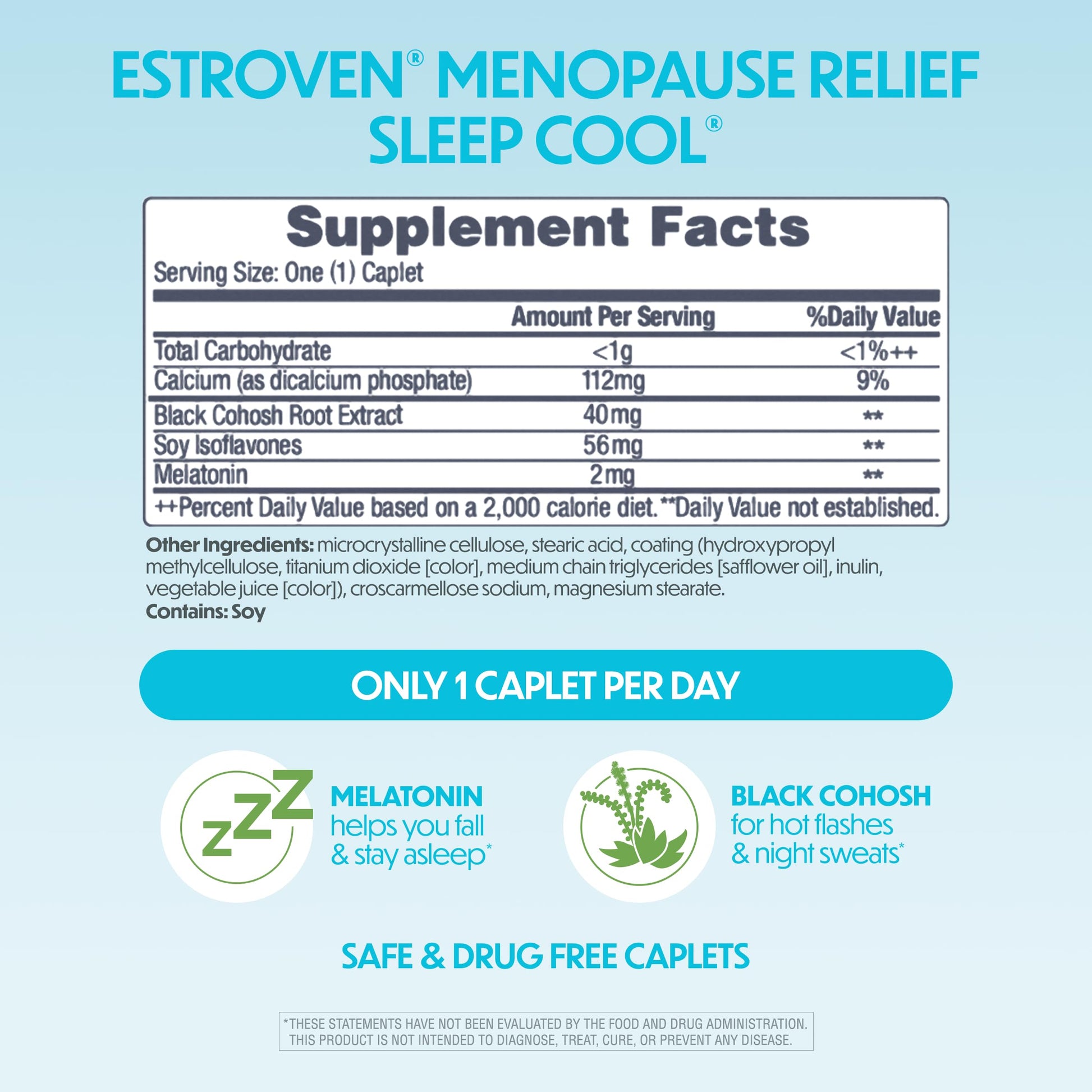 Estroven Sleep Cool for Menopause Relief, 30 Ct, Sleep Support Supplement With Clinically Proven Ingredients to Relieve Menopause Symptoms plus Night Sweats & Hot Flash Relief, Drug-No & Gluten-No EstrovenBuy Supplements Australia