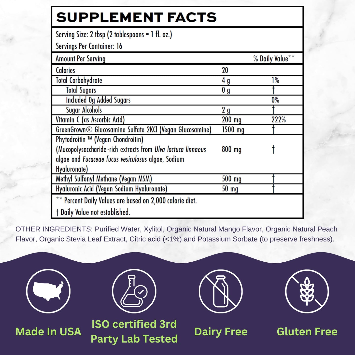 Joint Nourish – 100% Vegan Liquid Joint Supplement | Vegan Glucosamine, Chondroitin, MSM, Hyaluronic Acid & Vitamin C | Mango-Peach | Supports Joint Mobility, Cartilage & Skin | Sugar-Free,16 Servings VitaminallyBuy Supplements Australia
