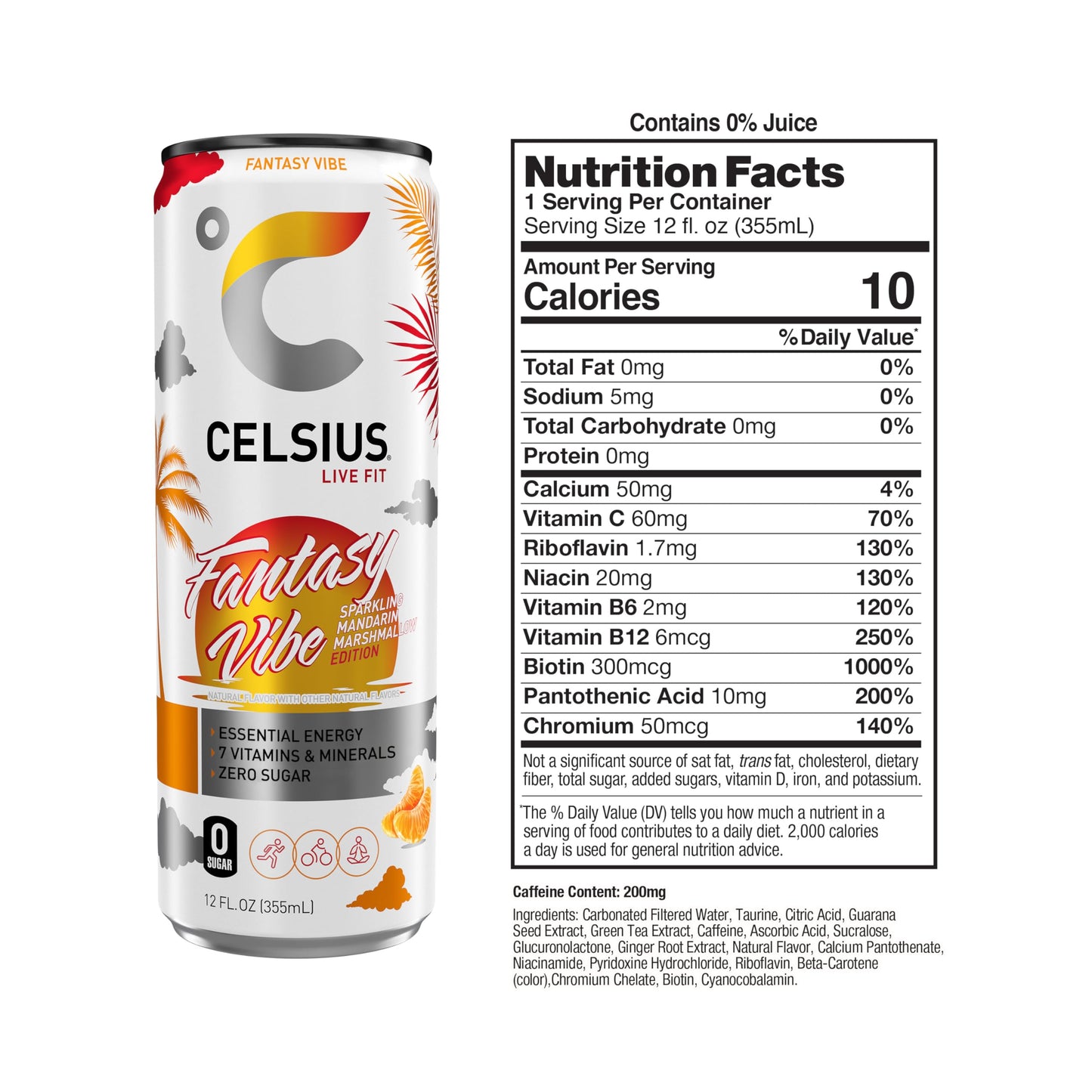 CELSIUS Sparkling Fantasy Vibe, Functional Essential Energy Drink, 12 Fl Oz (Pack of 12) CELSIUSBuy Supplements Australia