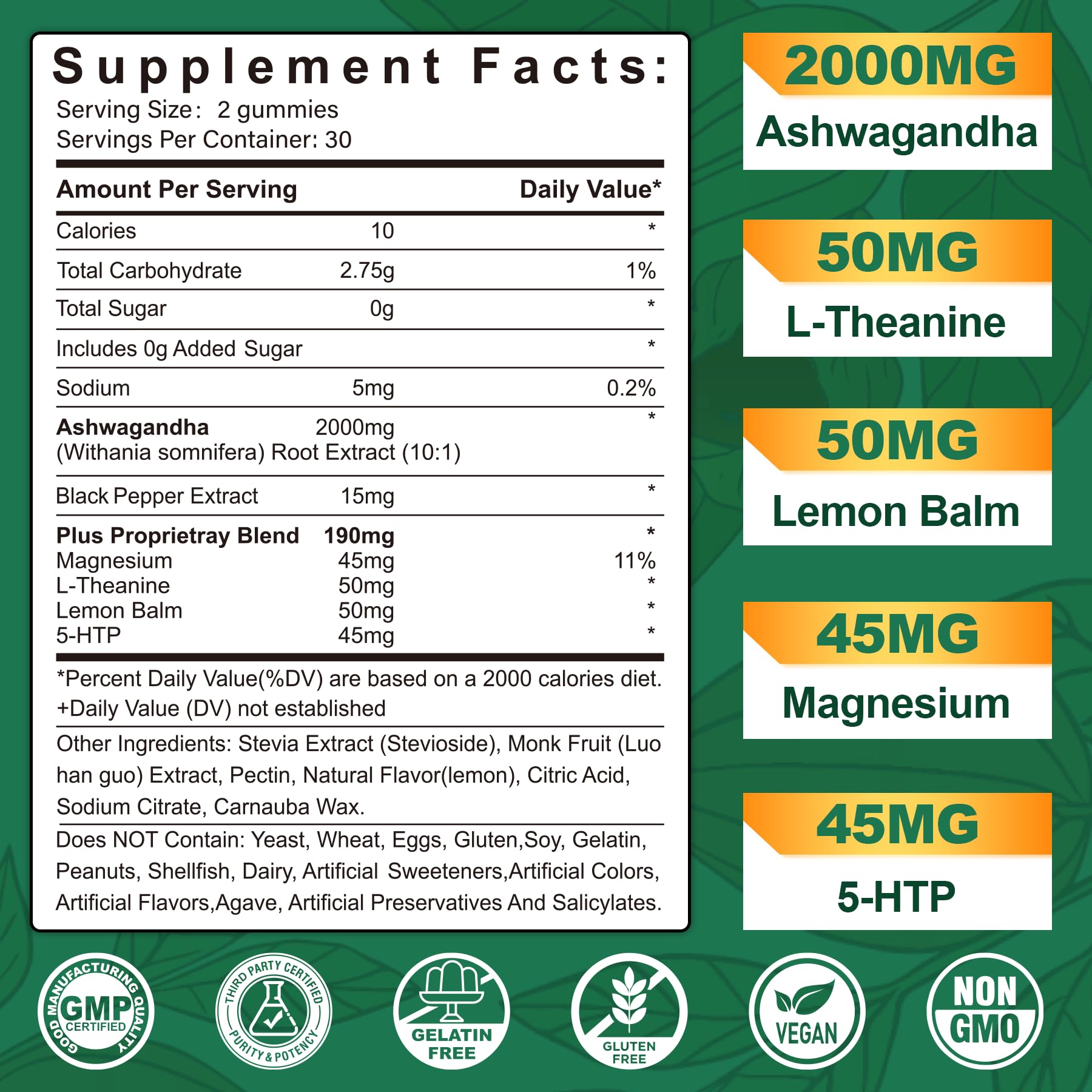 NEVISS Ashwagandha Gummies 2000mg, Feel Refreshed, Plus Proprietary Blend with L-Theanine, 5-HTP, Lemon Balm, Magnesium for Calm, Zzzs & Relaxation Support, 120 Count NEVISSBuy Supplements Australia