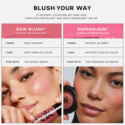 Saie Cheek Flush Duo - Dew Liquid Blush (.40 oz, Spicy), SuperSuede Baked Powder Blush (.01 oz, Ciao) - Layerable, Skin-Nourishing Blushes for a Seamless Radiant Finish SaieBuy Supplements Australia