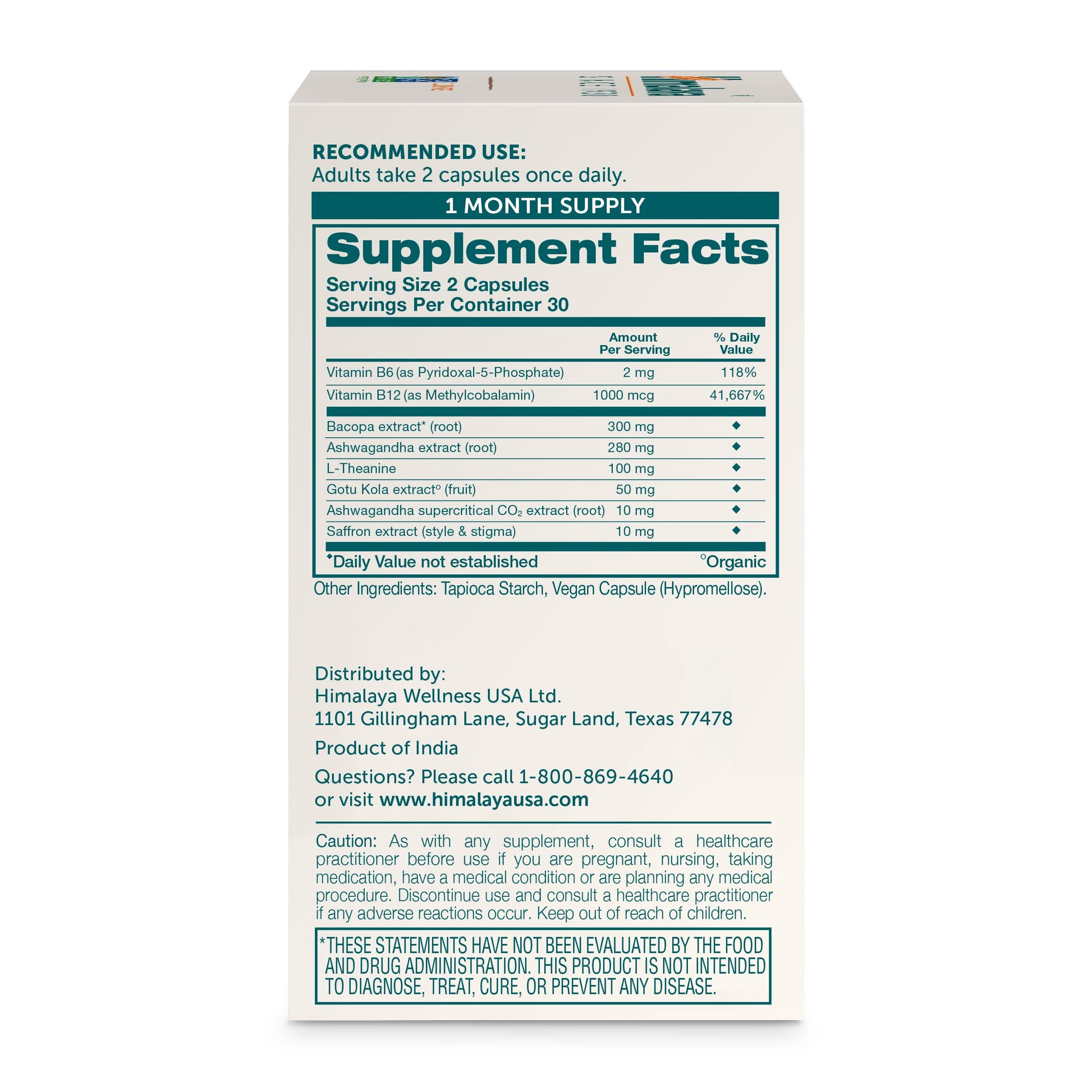 Himalaya Focused Mind Supplement, with Ashwagandha, Bacopa & L-Theanine for Attention, Focus and Energy Support, 60 Vegan Capsules, Gluten Free, 1 Month Supply HimalayaBuy Supplements Australia