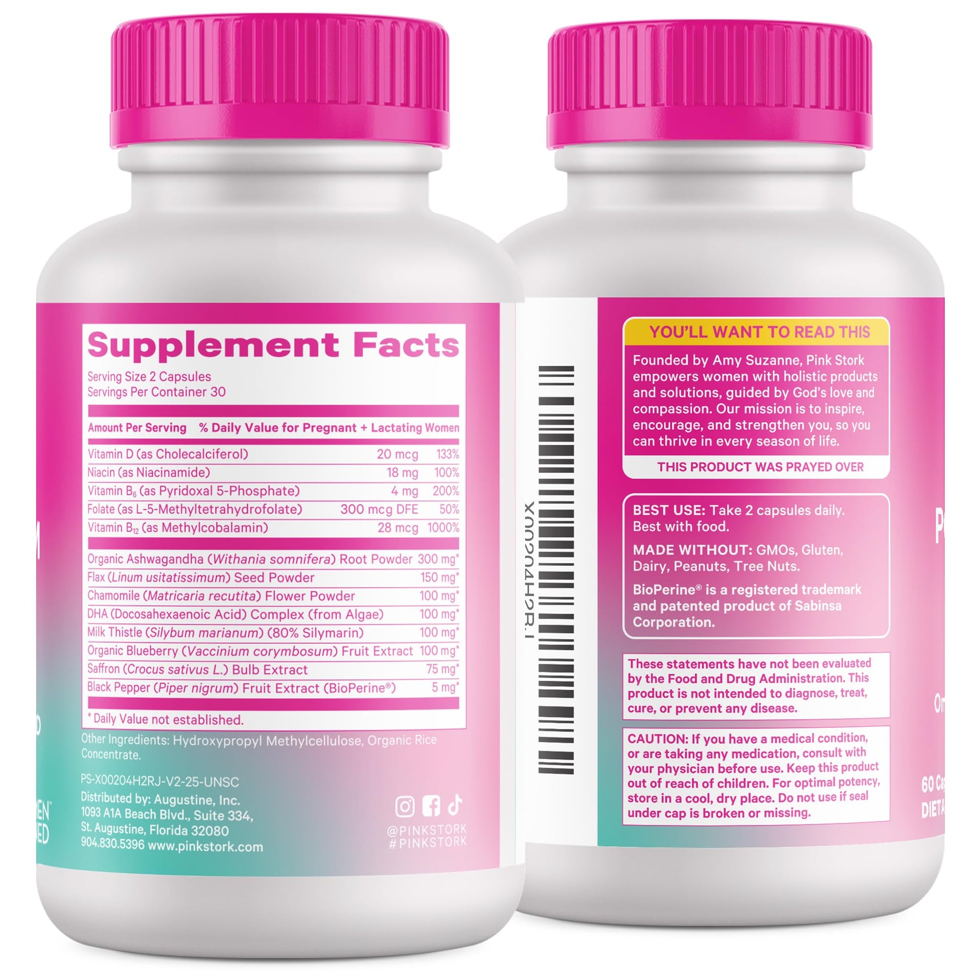 Pink Stork Postpartum Mood Support - Postnatal Hormone Balance for Women - Breastfeeding Friendly - Stress & Cognitive Support, New Mom Essentials - Ashwagandha, Chamomile, & Vitamin D, 60 Capsules Pink StorkBuy Supplements Australia
