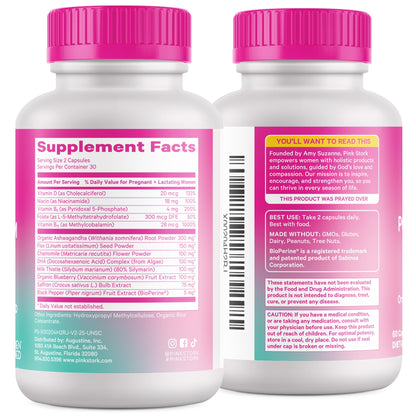 Pink Stork Postpartum Mood Support - Postnatal Hormone Balance for Women - Breastfeeding Friendly - Stress & Cognitive Support, New Mom Essentials - Ashwagandha, Chamomile, & Vitamin D, 60 Capsules Pink StorkBuy Supplements Australia