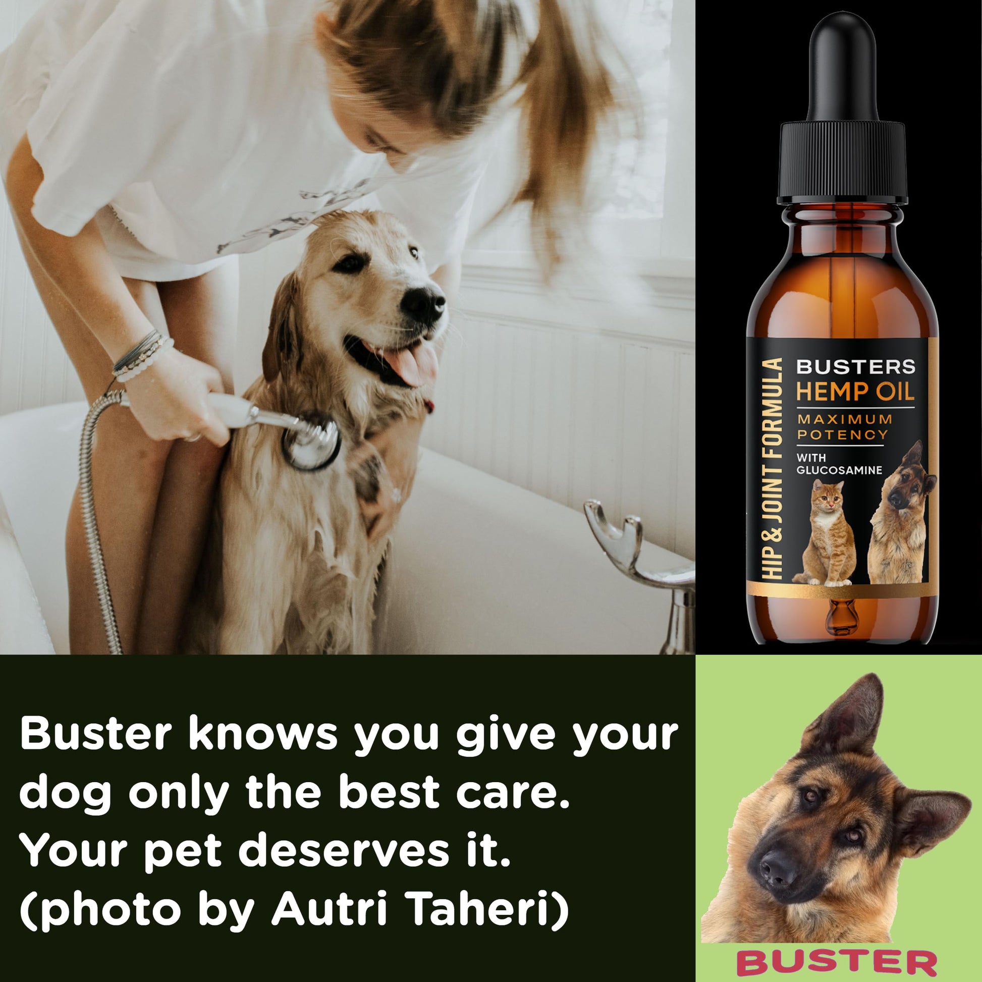 Busters Hip and Joint Hemp Oil Formula enriched with Glucosamine, Pain Relief for Dogs and Pets, Arthritis, and Advanced Mobility Support K2xLabsBuy Supplements Australia