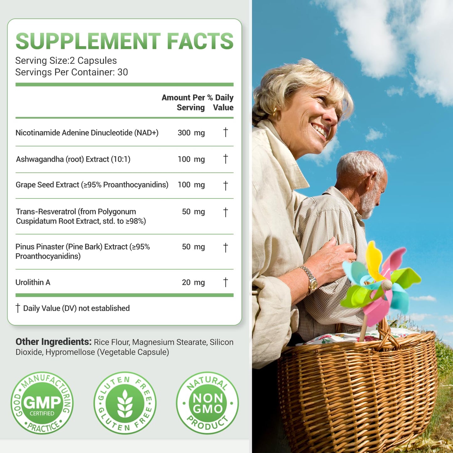 Nature Whisper NAD+ Supplement 620mg | 6-in-1 Complex with Resveratrol, Ashwagandha & Urolithin A - Daily Energy Stack for Focus, Brain Fog & Healthy Aging - 60 Capsules Nature WhisperBuy Supplements Australia