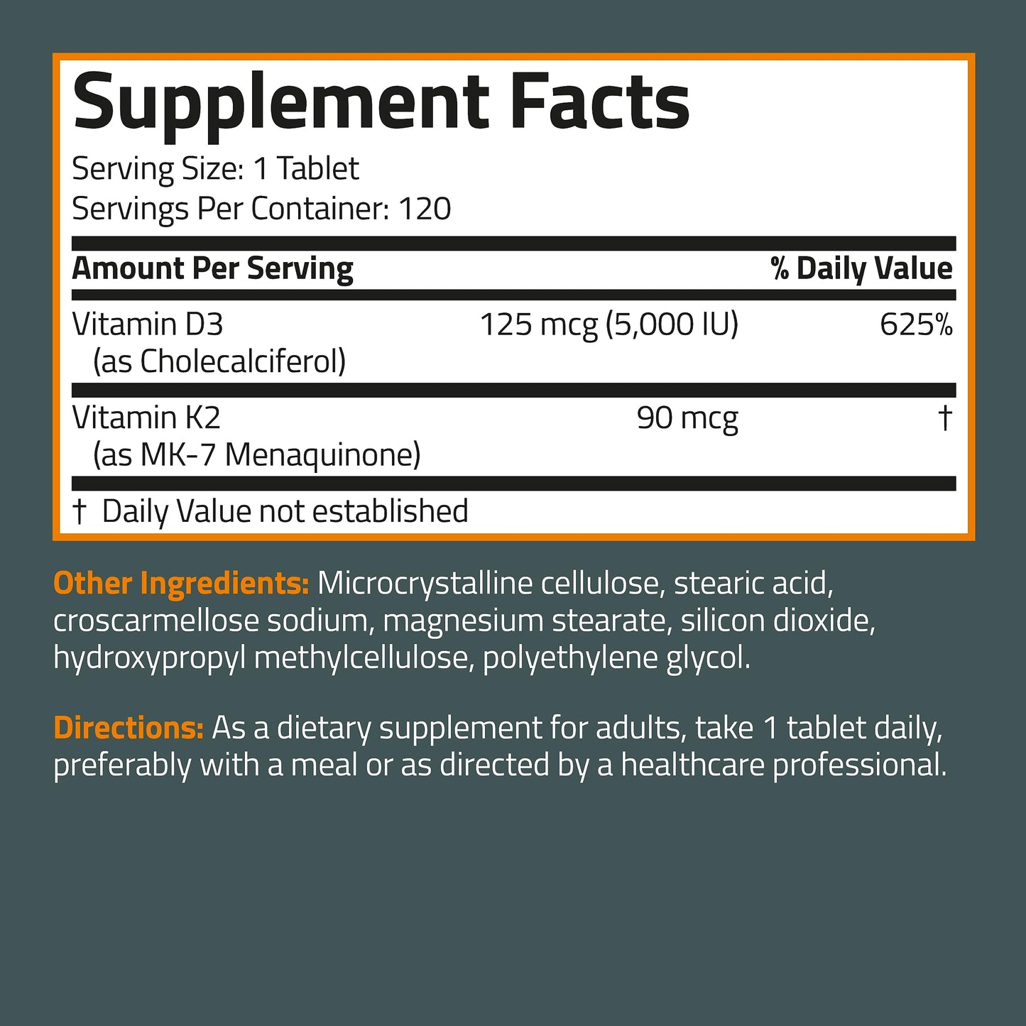 Bronson Basics Vitamin K2 D3 (MK7) Supplement Non-GMO Formula 5000IU (125 mcg) BronsonBuy Supplements Australia