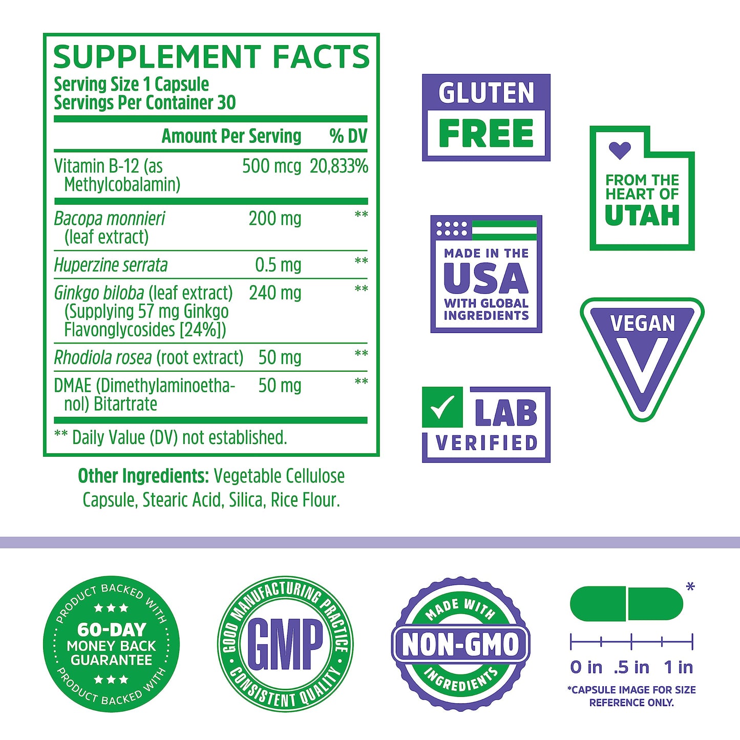 Zhou Neuro-Peak - Brain Supplements for Memory and Focus, Nootropic for Men & Women, Brain Support Pill for Adults, Brain Vitamins - 30 Veggie Capsules (Pack of 1) ZHOUBuy Supplements Australia