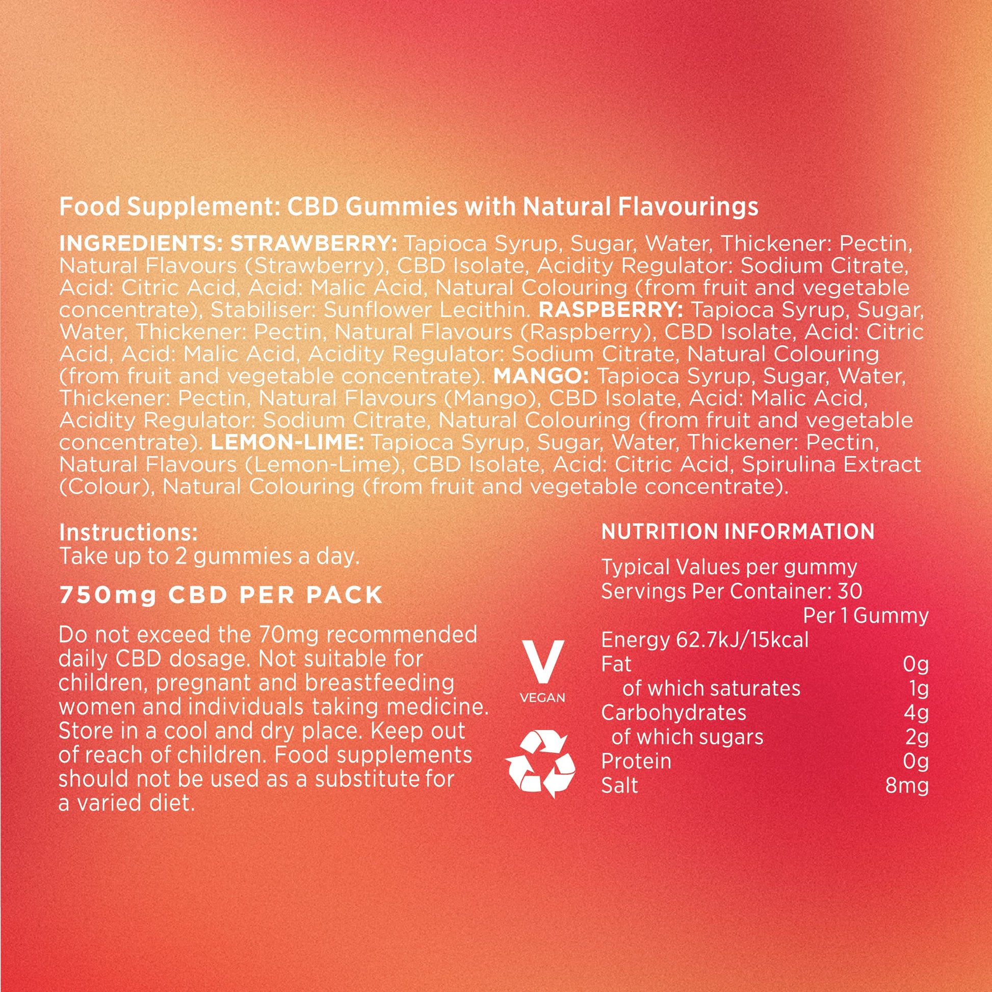 Goodrays - CBD Gummies - High Strength 30 x 25mg Mixed Fruits CBD Edibles GoodraysBuy Supplements Australia
