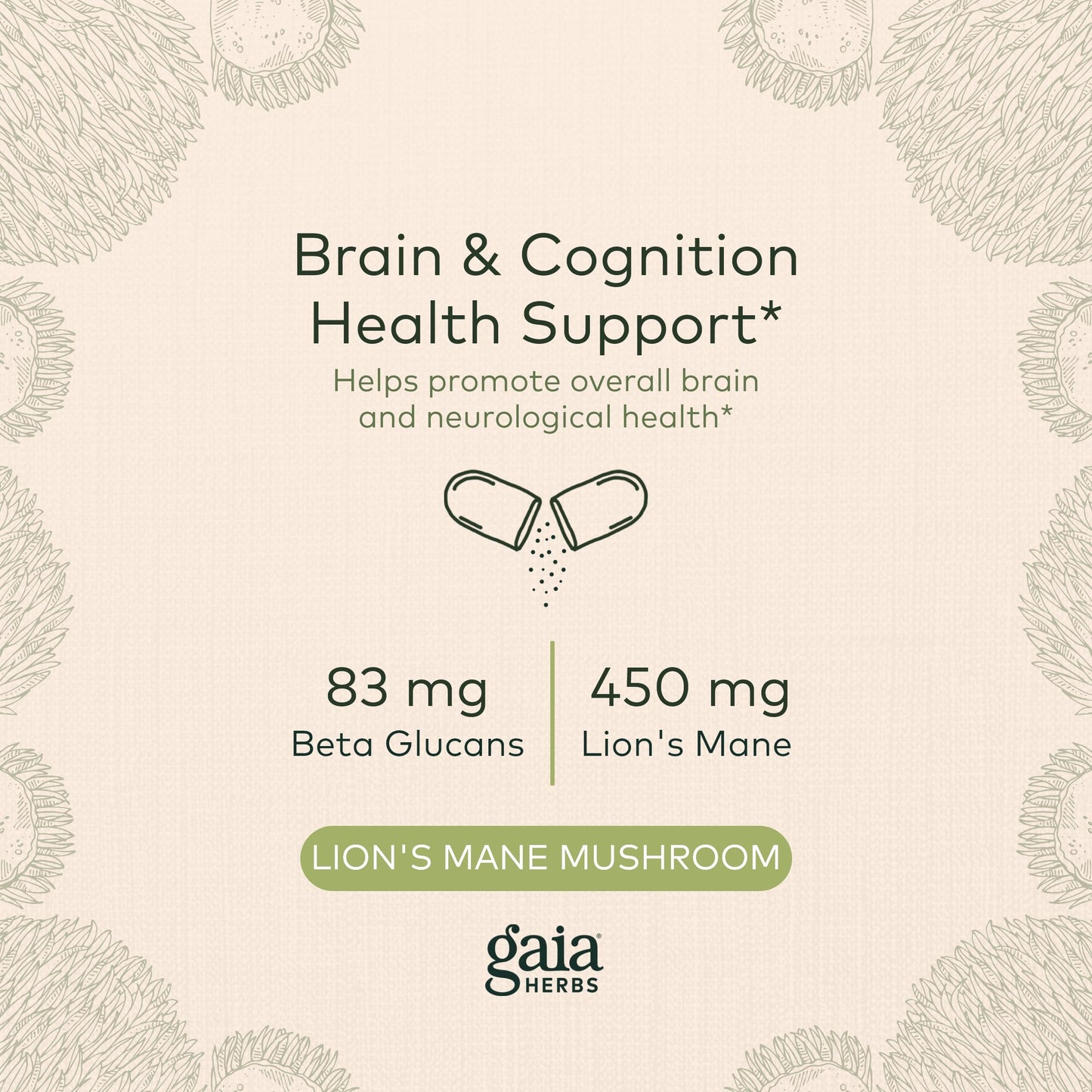 Gaia Herbs Organic Lion’s Mane Mushroom - Brain and Nerve Support Supplement Gaia HerbsBuy Supplements Australia