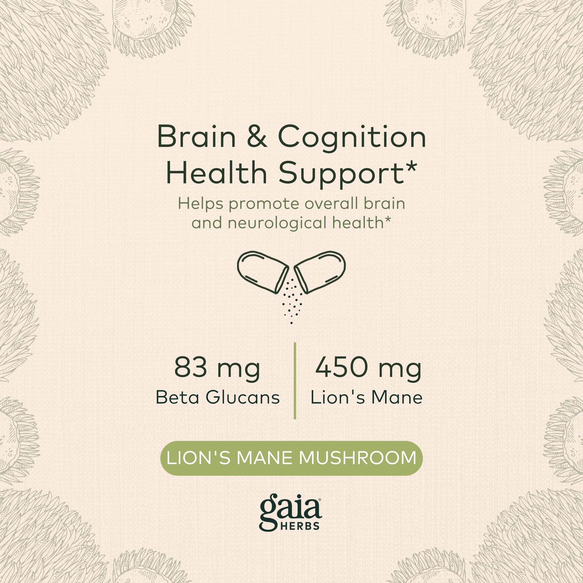 Gaia Herbs Organic Lion’s Mane Mushroom - Brain and Nerve Support Supplement Gaia HerbsBuy Supplements Australia