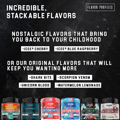 Ignition Switch Pre-Workout with CarnoSyn, TeaCrine, Infinergy, and AgmaMax, Long Lasting Energy, Laser Focus, Increased Pumps, Enhanced Performance, 40 servings
