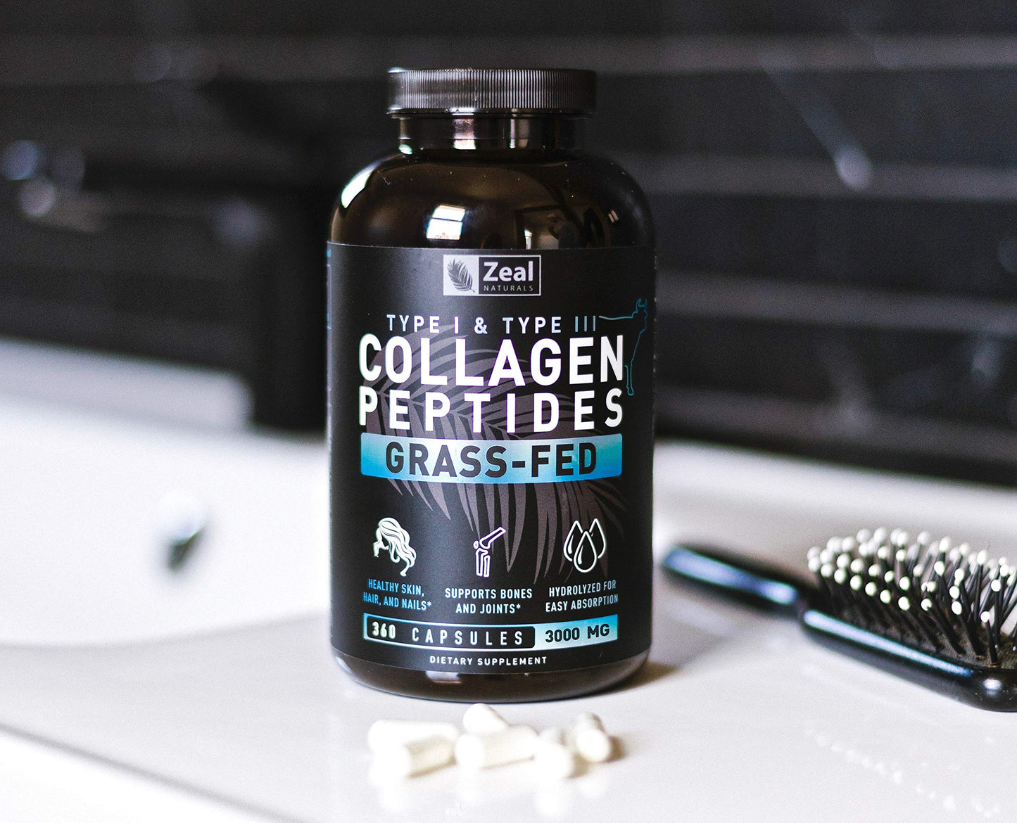 Zeal Naturals Collagen Peptides Collagen Pills (360 Capsules) Grass Fed Collagen Pepetide Powder - Hydrolyzed Collagen Powder for JointTendon SupplementHair Skin and Nails - Zeal NaturalsBuy Supplements Australia