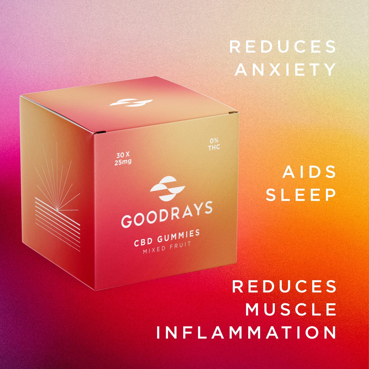 Goodrays - CBD Gummies - High Strength 30 x 25mg Mixed Fruits CBD Edibles GoodraysBuy Supplements Australia