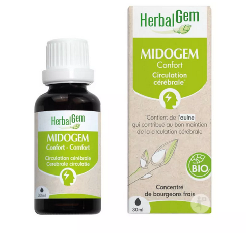 Midogem Confort Flacon 50 ml Complexe Circulation cérébrale / Migraines BIO GC24 HERBALGEM
