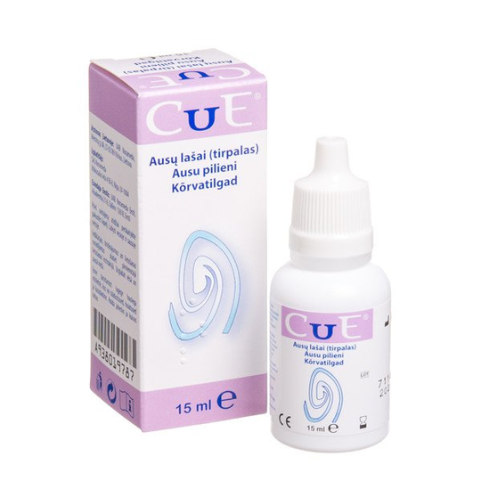 CUE Ear Drops 15 ml Emollient Solution For Mycosis Eczema Dermatitis Irritation