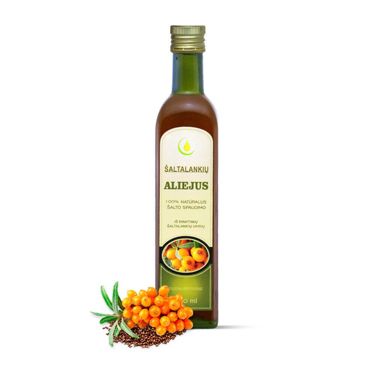 Sea Buckthorn Oil 180 mg Carotinoide Organic Natural 100 % Cold Pressed, 500 ml