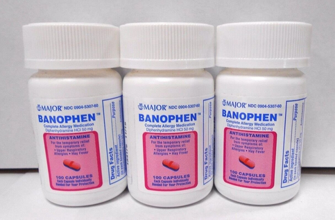 Major Banophen Diphenhydramine 50mg Antihistamine 100ct