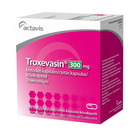 100 Caps - Troxevasin 300 mg hard caps N100. Bioflavonoids for chronic venous insufficiency ACTAVIS