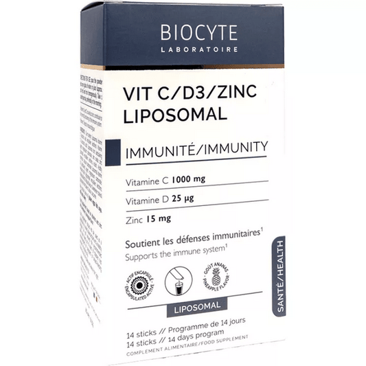 Biocyte Santé Vit C D3 Zinc Liposomal Immunity 14 sticks - Maple Wellness Supplements