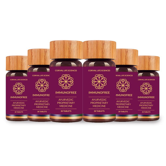 Biogetica Immunofree Herbal Supplement for Immune Support - Natural Potent Blend of Tulsi, Kalmegh, Yashtimadhu & Giloy for Immune Boost - 100% Vegan - 30 Tablets- Pack of 6 - Maple Wellness Supplements