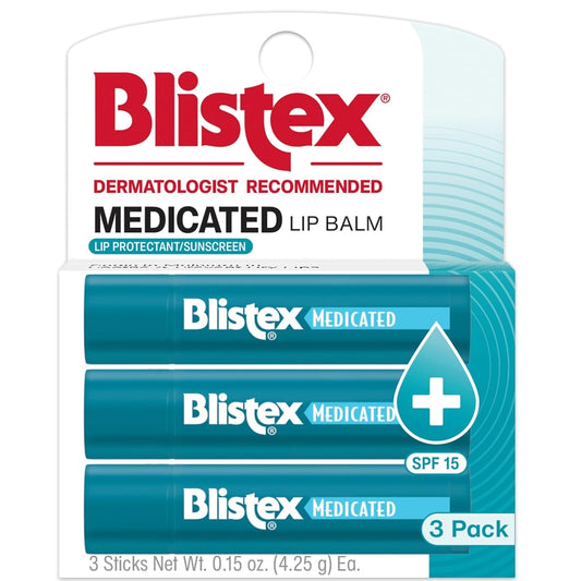 Blistex Medicated Lip Balm, 0.15 Ounce, 3 Count (Pack of 1) Prevent Dryness & Chapping - Maple Wellness Supplements