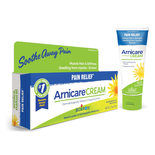Boiron Arnicare Cream for Joint Pain, Muscle Pain, Swelling, Soreness, Stiffness, and Bruises - Fast Absorbing and Fragrance-Free - 2.5 oz - Maple Wellness Supplements