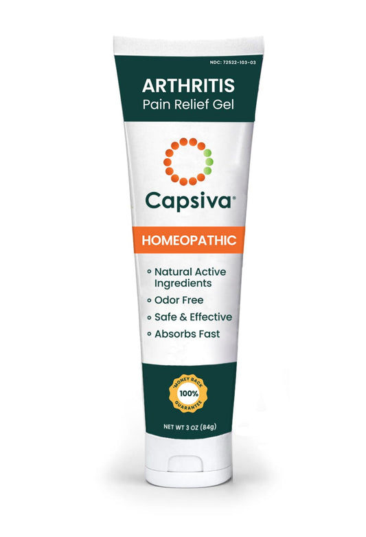 Capsiva Pain Relief Topical 3oz Tube, for Your Hands, Neck, Back, Joints, Non-Greasy, No Burn, Odor Free, Homeopathic Active Ingredients, Contains Capsaicin & Arnica, Absorbs Fast - Maple Wellness Supplements