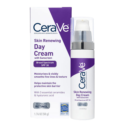 CeraVe Anti-Aging Face Cream SPF 30, Anti-Wrinkle Retinol Cream with Hyaluronic Acid and Ceramides, 1.76 oz - Maple Wellness Supplements