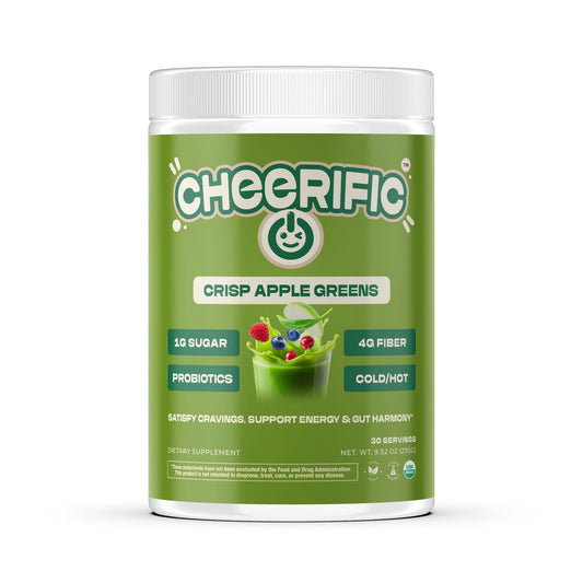 Cheerific Crisp Apple Greens Superfood Powder - 20+ Organic Superfoods + Prebiotic & Probiotics + More - Keto Friendly - Supports Positive Mood, Gut Health - Vegan, Gluten Free, Non-GMO - 30 Day - Maple Wellness Supplements