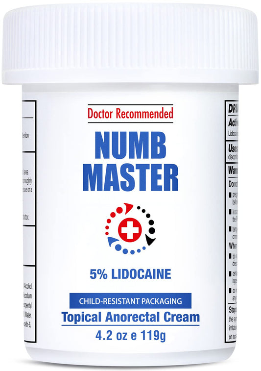 Clinical Resolution Numb Master 5% Lidocaine Cream Fast-Acting OTC anesthetic for Pain, Itch, Burns & Hemorrhoids with Vitamin E & Aloe for Soothing Relief Maximum Strength 4.2 Ounce - Maple Wellness Supplements