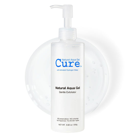 Cure by Toyo | Aqua Gel Gentle Exfoliator | Clear and Softer Skin | Non-Abrasive Face and Body Cleanser | Sensitive Skin | Big Size 8.82oz - Maple Wellness Supplements