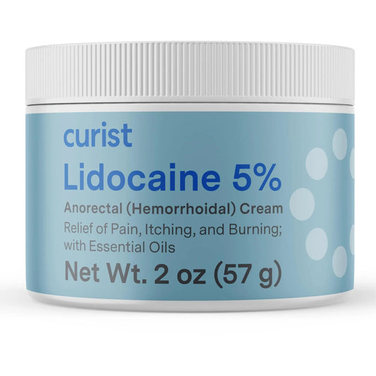 Curist 5% Lidocaine Cream Pain Relief - Numb Quickly & Effectively with 5% Lidocaine Numbing Cream for Anorectal Use - (1 Pack - 2 oz Jar) - Maple Wellness Supplements