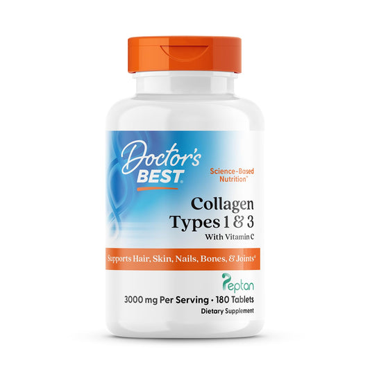 Doctor's Best Collagen Peptides Types 1 & 3 - Collagen Supplement for Women & Men, Supports Hair, Skin, Nails, & Joint Health, Includes 30 mg Vitamin C - Maple Wellness Supplements