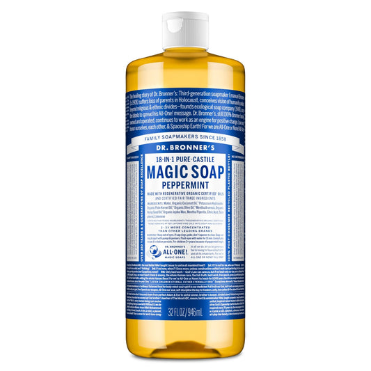 Dr. Bronner's Pure-Castile Magic Liquid Soap - Made with Regenerative Organic Certified Oils- 18-in-1 Uses for Face - Maple Wellness Supplements