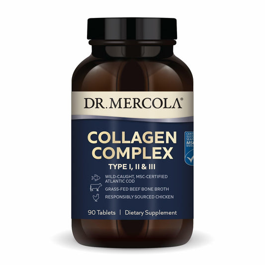 Dr. Mercola Collagen Complex - Supports Skin & Connective Tissue - Types I, II & III Collagen - Non-GMO, Gluten-Free & Soy-Free - 90 Tablets (30 Servings) - Maple Wellness Supplements