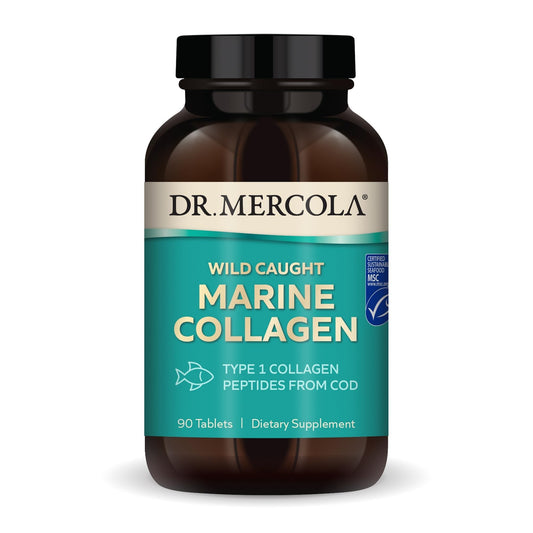 Dr. Mercola Marine Collagen - Supports Skin & Connective Tissue Health - Type I Collagen Peptides - MSC Certified Wild-Caught Cod - 90 Tablets - Maple Wellness Supplements