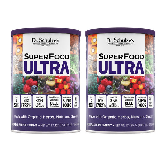 Dr. Schulze's SuperFood Ultra - Plant-Based Superfood Powder for Active Lifestyle Support - Vital Nutrients - Natural Ingredients - Gluten-Free & Dairy-Free - Vegan - 17.4 oz (13 Servings) - 2 Pack - Maple Wellness Supplements