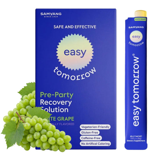 EASY TOMORROW - Natural Energy & Morning Vitality Jelly Stick - Daily Korean Skin Health Supplement & After Drinking Support with DHM & Glutathione - K-Beauty Inspired (White Grape Flavor, 20 Sticks) - Maple Wellness Supplements