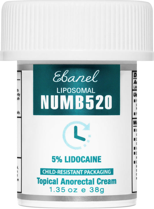 Ebanel 5% Lidocaine Numbing Cream, Pain Relief Burn Itch Numb Cream, Maximum Strength Topical Anesthetic with Allantoin, Vitamin E for Local and Anorectal Uses, Hemorrhoid Treatment, 1.35 Oz - Maple Wellness Supplements
