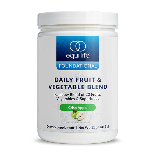Equilife Daily Fruit & Vegetable Blend, Superfood Antioxidant Supplement, Crisp Apple Flavor with Vitamin C, Fiber, and 9 Essential Amino Acids, Supports Energy, Low Sugar, Vegan, 30 Servings Tub - Maple Wellness Supplements