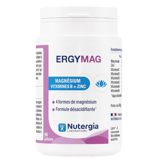 Ergymag - NUTERGIA - 90 Caps - Magnesium, Zinc, Vitamin B - Maple Wellness Supplements