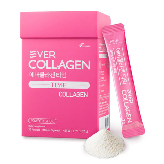 EVER COLLAGEN TIME NEWTREE Low Molecular Multi Marine Collagen Peptides Protein Powder Stick for Skin Hair Nail Health & Beauty Type I III Collagen Supplement for Women Men, 30 Packets (Apple Flavor) - Maple Wellness Supplements