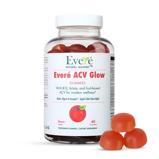 Everé ACV Glow Gummies – Apple Cider Vinegar with B12, B6, Iodine, Folate, Beetroot & Pomegranate – Daily Wellness Support for Energy & Balance - Maple Wellness Supplements