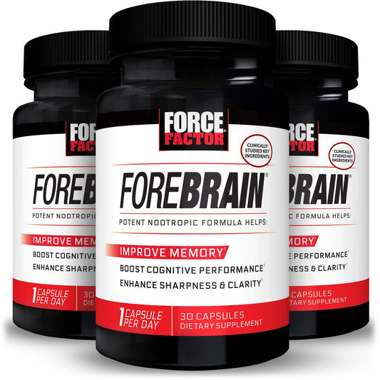 Force Factor Forebrain Nootropic Brain Supplement with Caffeine Bacopa and Huperzine A Capsules 3Pack, White, 90 Count - Maple Wellness Supplements