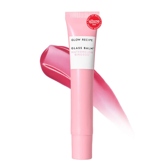 Glow Recipe Glass Balm Lip Treatment - 12Hr Hydrating Lip Balm & Moisturizer with Hyaluronic Acid to Smooth, Plump & Protect from Dryness - Sheer Soft Pink Tint, Watermelon Bingsoo (15 ml) - Maple Wellness Supplements