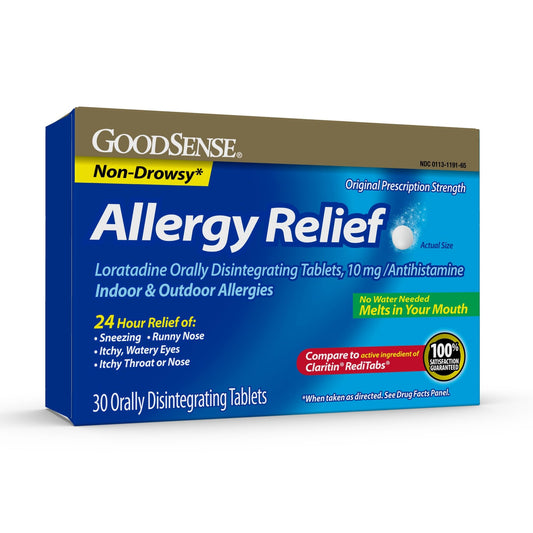 GoodSense Loratadine Orally Disintegrating Tablets, 10 mg, 24 Hour Allergy Tablets, 30 Count - Maple Wellness Supplements