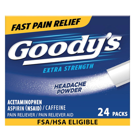 Goody’s Headache Powder Extra Strength Pain Relief, Triple Action Headache Relief with Aspirin, Acetaminophen & Caffeine, 24 Count - Maple Wellness Supplements
